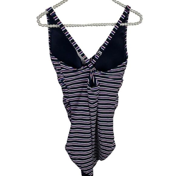 Nip Tuck Womens Striped Multi Fit Cup Padded One Piece Swimsuit Size 12 coastal - Picture 3 of 9